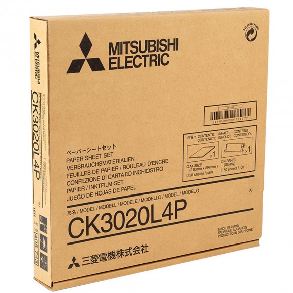 Mitsubishi 10x8" CK3020L4P Glossy Paper with Ink Ribbon